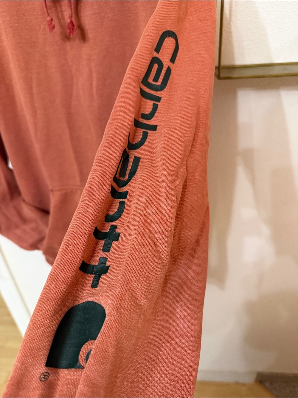 Carhartt Rust Orange Pullover Hoodie with Sleeve Logo Men’s Size XL Original Fit - Picture 5 of 8